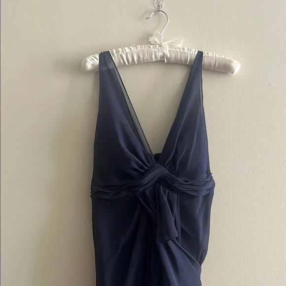 White by Vera Wang Bridesmaid Valentina Chiffon Column Gown in Navy SIze 4 - Picture 4 of 5